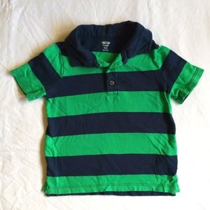 old navy soft cotton green & blue striped polo shirt 2T toddler boys